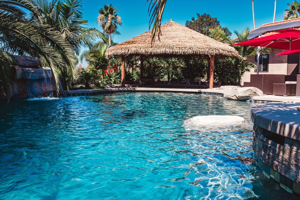 Tired pool surface before remodeling in San Diego