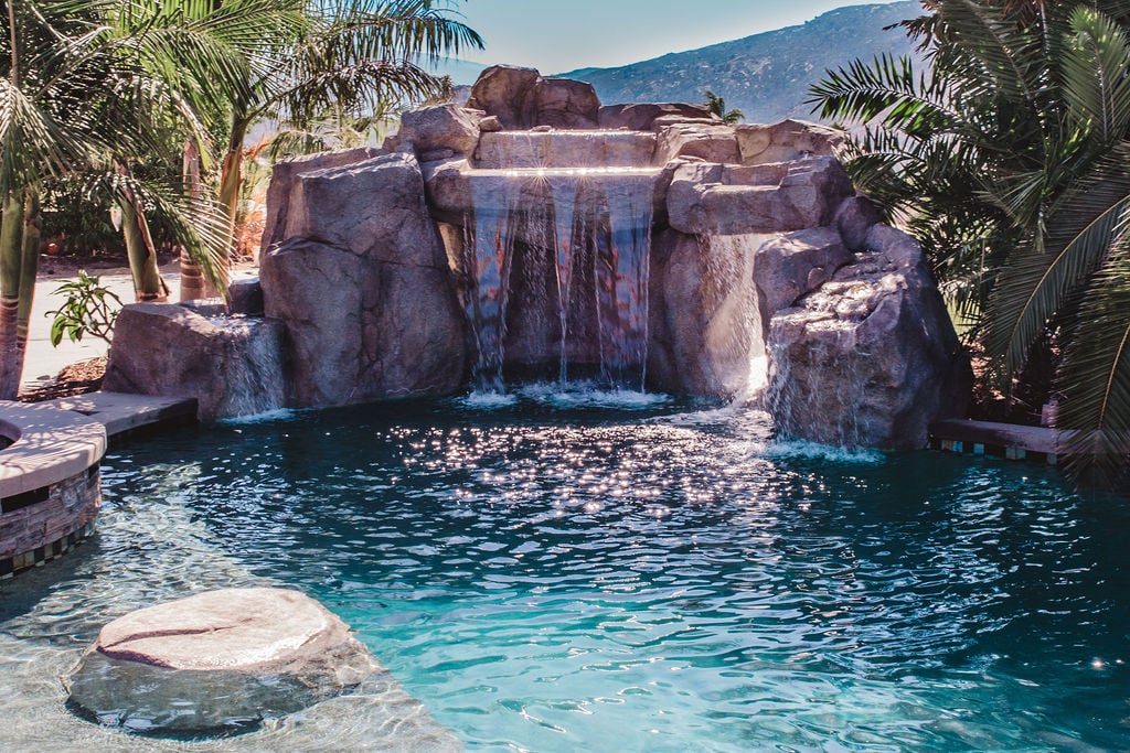 Complete pool remodel with waterfall feature after Sol Pacific